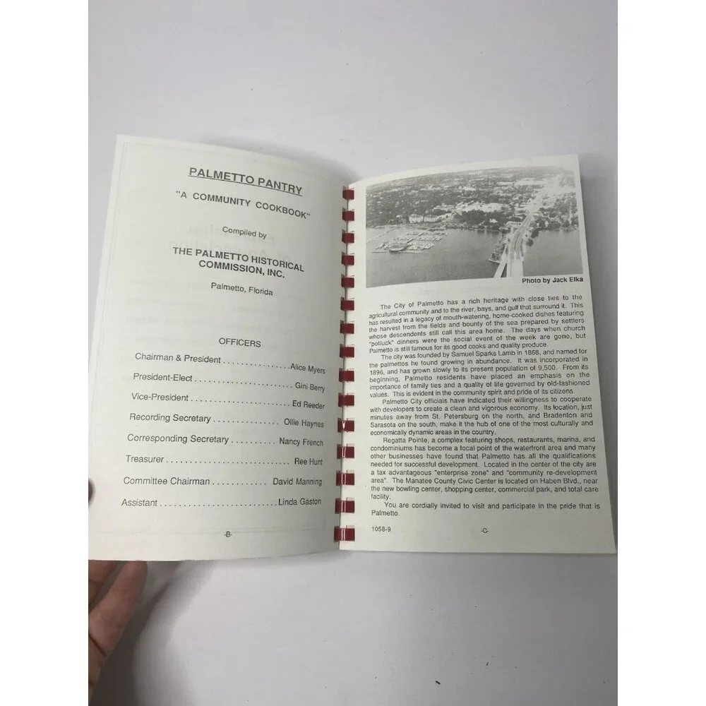 Palmetto Pantry Historical Commission Community Cookbook‎ 1989 Florida Vintage